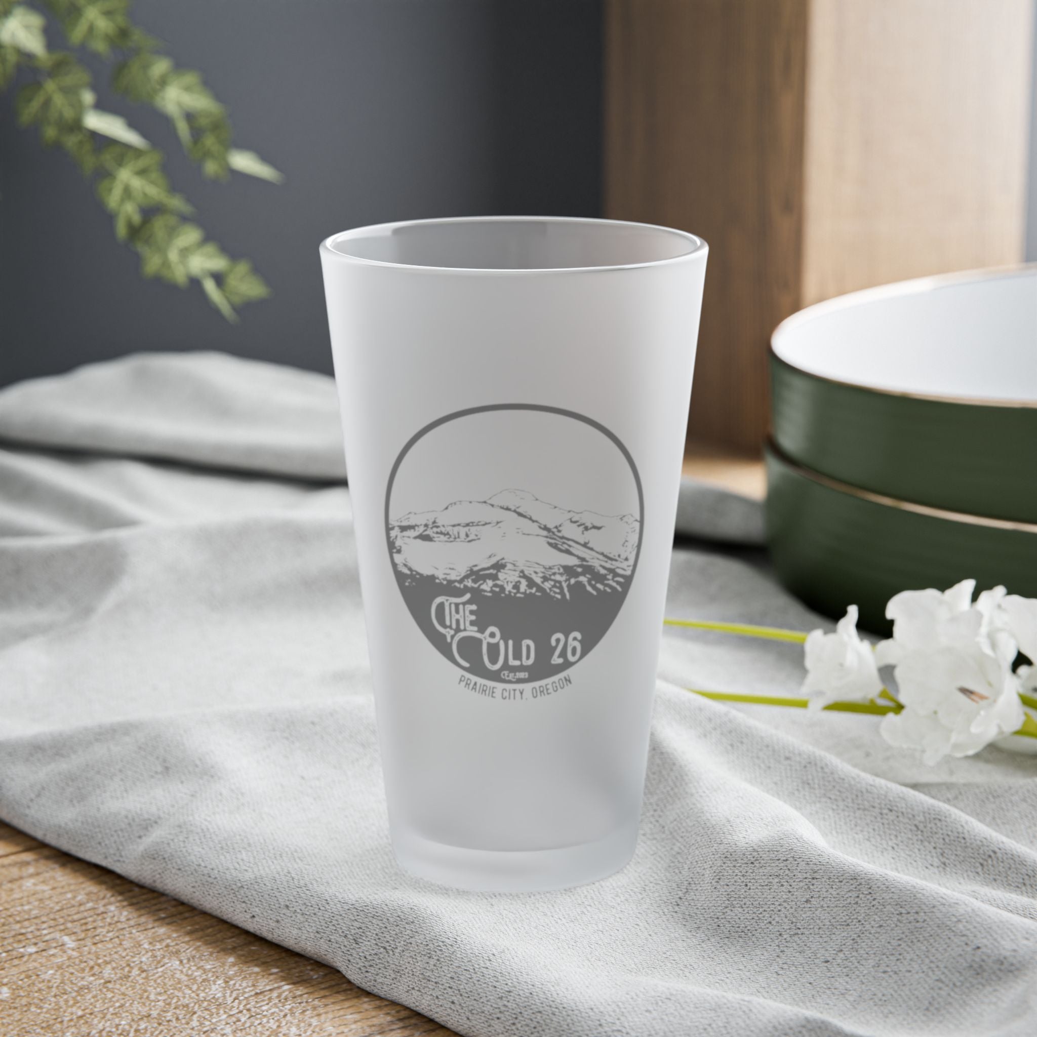 [The Old 26] Frosted Pint Glass, 16oz